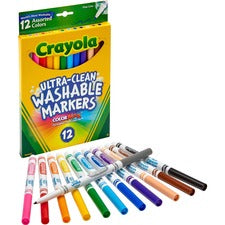 Ultra-clean Washable Markers, Fine Bullet Tip, Assorted Colors, Dozen