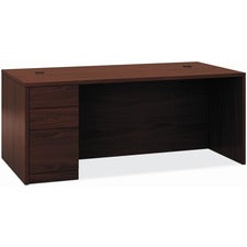 10500 Series "l" Workstation Left Pedestal Desk With Full-height Pedestal, 72" X 36" X 29.5", Mahogany