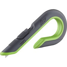 Box Cutters, Double Sided, Replaceable, 1.29" Stainless Steel Blade, 7" Nylon Handle, Gray/green