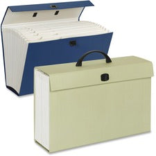 Expanding File Box, 16.63" Expansion, 19 Sections, Twist-lock Latch Closure, 2/5-cut Tabs, Legal Size, Blue