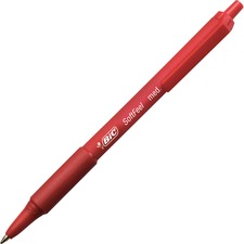 Soft Feel Ballpoint Pen, Retractable, Medium 1 Mm, Red Ink, Red Barrel, Dozen