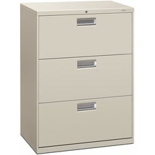 Brigade 600 Series Lateral File, 3 Legal/letter-size File Drawers, Light Gray, 30" X 18" X 39.13"