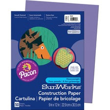 Sunworks Construction Paper, 50 Lb Text Weight, 9 X 12, Violet, 50/pack
