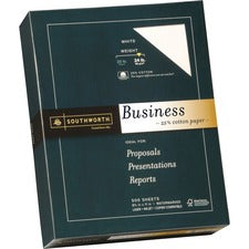 25% Cotton Business Paper, 95 Bright, 24 Lb Bond Weight, 8.5 X 11, White, 500 Sheets/ream