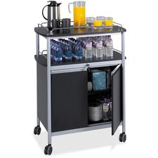 Mobile Beverage Cart, Plastic, 4 Shelves, 33.5" X 21.75" X 43", Black