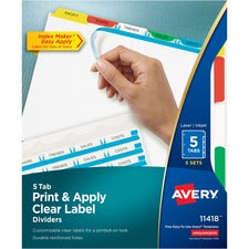 Print And Apply Index Maker Clear Label Dividers, 5-tab, Color Tabs, 11 X 8.5, White, Traditional Color Tabs, 5 Sets