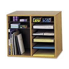 Wood/fiberboard Literature Sorter, 12 Compartments, 19.63 X 11.88 X 16.13, Oak