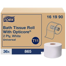 Universal Bath Tissue Roll With Opticore, Septic Safe, 2-ply, White, 865 Sheets/roll, 36/carton