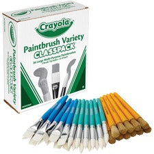 Large Variety Paint Brush Classpack, Natural; Nylon Bristles, Flat; Round Profiles, 36/set