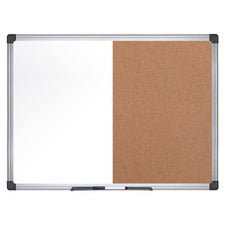 MasterVision Dry-erase Combo Board - 0.50" Height x 48" Width x 72" Depth - Natural Cork, Melamine Surface - Self-healing, Resilient, Easy to Clean, Dry Erase Surface, Durable - Silver Aluminum Frame - 1 Each - TAA Compliant