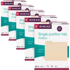 Smead 1/3 Tab Cut Letter Recycled Top Tab File Folder - 8 1/2" x 11" - 3/4" Expansion - Top Tab Location - Left Tab Position - Manila - 10% Recycled - 500 / Carton