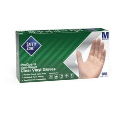 Safety Zone Powder Free Clear Vinyl Gloves - Hand Protection - Medium Size - Clear - Comfortable, Latex-free, DEHP-free, DINP-free, Chlorinate, Powder-free - For Food, Food Preparation, Cleaning - 1000 / Carton - 9.25" Glove Length