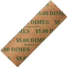 Tubular Coin Wrappers, Dimes, $5, Pop-open Wrappers, 1000/pack