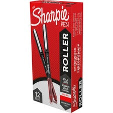 Professional Design Roller Ball Pen, Stick, Medium 0.7 Mm, Red Ink, Black Barrel, Dozen