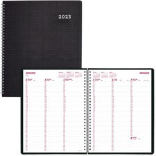 Duraflex Weekly Planner, 11 X 8.5, Black Cover, 12-month (jan To Dec): 2023
