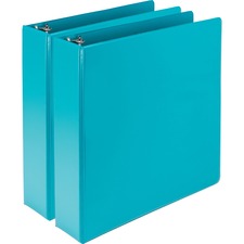 Earth’s Choice Plant-based Durable Fashion View Binder, 3 Rings, 2" Capacity, 11 X 8.5, Turquoise, 2/pack