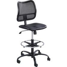 Vue Series Mesh Extended-height Chair, Supports Up To 250 Lb, 23" To 33" Seat Height, Black Vinyl Seat, Black Base