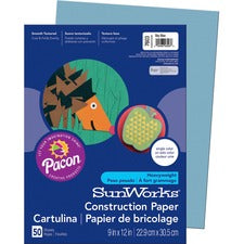 Sunworks Construction Paper, 50 Lb Text Weight, 9 X 12, Sky Blue, 50/pack