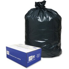 Linear Low-density Can Liners, 60 Gal, 0.9 Mil, 38" X 58", Black, 10 Bags/roll, 10 Rolls/carton
