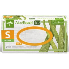 Medline Aloetouch Ice Nitrile Gloves - Small Size - Latex-free, Textured, Powder-free - For Healthcare Working - 200 / Box