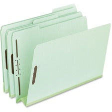 Heavy-duty Pressboard Folders With Embossed Fasteners, 1/3-cut Tabs, 3" Expansion, 2 Fasteners, Letter Size, Green, 25/box