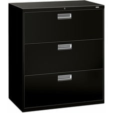 Brigade 600 Series Lateral File, 3 Legal/letter-size File Drawers, Black, 36" X 18" X 39.13"