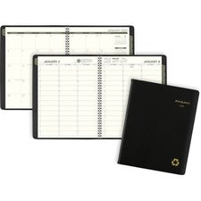 Recycled Weekly Vertical-column Format Appointment Book, 11 X 8.25, Black Cover, 12-month (jan To Dec): 2023