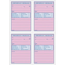 Telephone Message Book With Fax/mobile Section, Two-part Carbonless, 3.88 X 5.5, 4 Forms/sheet, 400 Forms Total