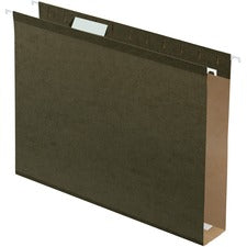 Extra Capacity Reinforced Hanging File Folders With Box Bottom, 2" Capacity, Letter Size, 1/5-cut Tabs, Green, 25/box