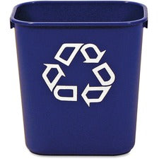 Rubbermaid Commercial 13 QT Standard Deskside Recycling Wastebaskets - 3.25 gal Capacity - Rectangular - Compact, Durable - 12.1" Height x 8.3" Width x 11.4" Depth - Resin - Blue - 12 / Carton