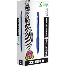 Z-grip Ballpoint Pen, Retractable, Medium 0.7 Mm, Blue Ink, Blue Tinted Barrel, 12/pack