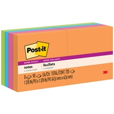 Pads In Energy Boost Collection Colors, 2" X 2", 90 Sheets/pad, 8 Pads/pack