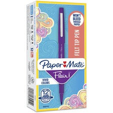 Point Guard Flair Felt Tip Porous Point Pen, Stick, Medium 0.7 Mm, Purple Ink, Purple Barrel, Dozen