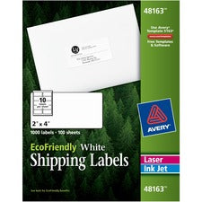 Ecofriendly Mailing Labels, Inkjet/laser Printers, 2 X 4, White, 10/sheet, 100 Sheets/pack