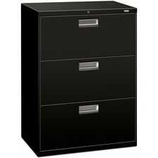 Brigade 600 Series Lateral File, 3 Legal/letter-size File Drawers, Black, 30" X 18" X 39.13"