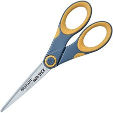 Non-stick Titanium Bonded Scissors, 7" Long, 3" Cut Length, Gray/yellow Straight Handle