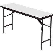 Officeworks Commercial Wood-laminate Folding Table, Rectangular Top, 60w X 18w X 29h, Gray/charcoal