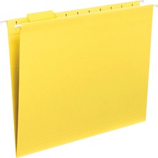 Colored Hanging File Folders With 1/5 Cut Tabs, Letter Size, 1/5-cut Tabs, Yellow, 25/box