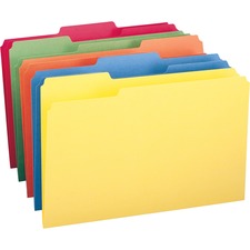 Colored File Folders, 1/3-cut Tabs: Assorted, Legal Size, 0.75" Expansion, Assorted Colors, 100/box