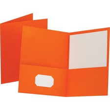 Twin-pocket Folder, Embossed Leather Grain Paper, 0.5" Capacity, 11 X 8.5, Orange, 25/box