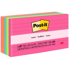 Original Pads In Poptimistic Collection Colors, Note Ruled, 3" X 5", 100 Sheets/pad, 5 Pads/pack