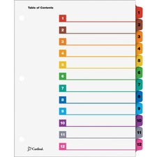 Onestep Printable Table Of Contents And Dividers, 12-tab, 1 To 12, 11 X 8.5, White, Assorted Tabs, 1 Set