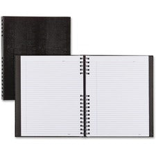 Rediform NotePro Twin - wire Composition Notebook - Letter - 150 Sheets - Twin Wirebound - Letter - 8 1/2" x 11" - White Paper - Black Lizard Cover - Micro Perforated, Self-adhesive, Pocket, Index Sheet, Acid-free, Hard Cover, Archival, Tab, Durable Cover