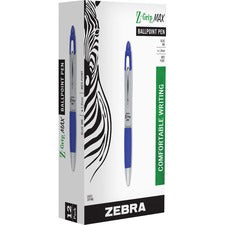 Z-grip Max Ballpoint Pen, Retractable, Medium 1 Mm, Blue Ink, Silver Barrel, 12/pack