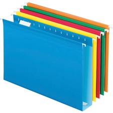 Extra Capacity Reinforced Hanging File Folders With Box Bottom, 2" Capacity, Legal Size, 1/5-cut Tabs, Assorted Colors,25/bx