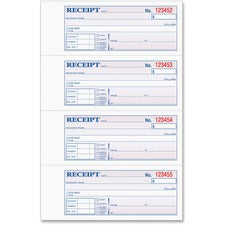 Money And Rent Receipt Book, Account + Payment Sections, Three-part Carbonless, 7.13 X 2.75, 4 Forms/sheet, 100 Forms Total