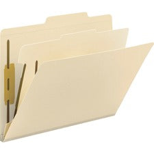 Four-section Top Tab Classification Folders, 2" Expansion, 1 Divider, 4 Fasteners, Letter Size, Manila, 10/box