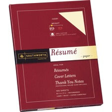 100% Cotton Resume Paper, 24 Lb Bond Weight, 8.5 X 11, Ivory, 100/pack