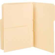 Self-adhesive Folder Dividers With 5.5" Pockets For Top/end Tab Folders, 1 Fastener, Letter Size, Manila, 25/pack