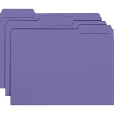 Interior File Folders, 1/3-cut Tabs: Assorted, Letter Size, 0.75" Expansion, Purple, 100/box